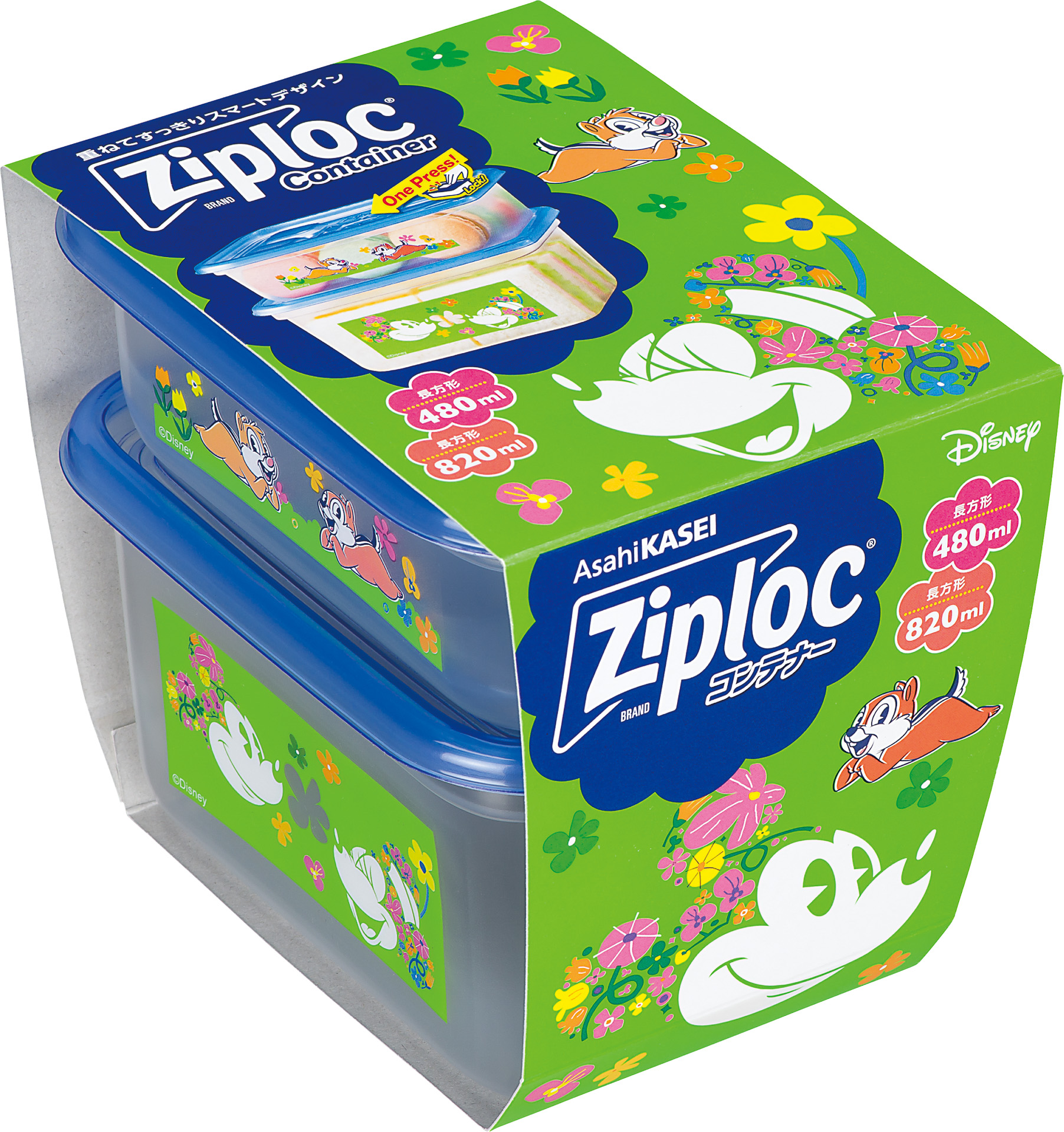 「ジップロック コンテナー 長方形 480ml＆820ml 各1個入 ＜Disney＞」