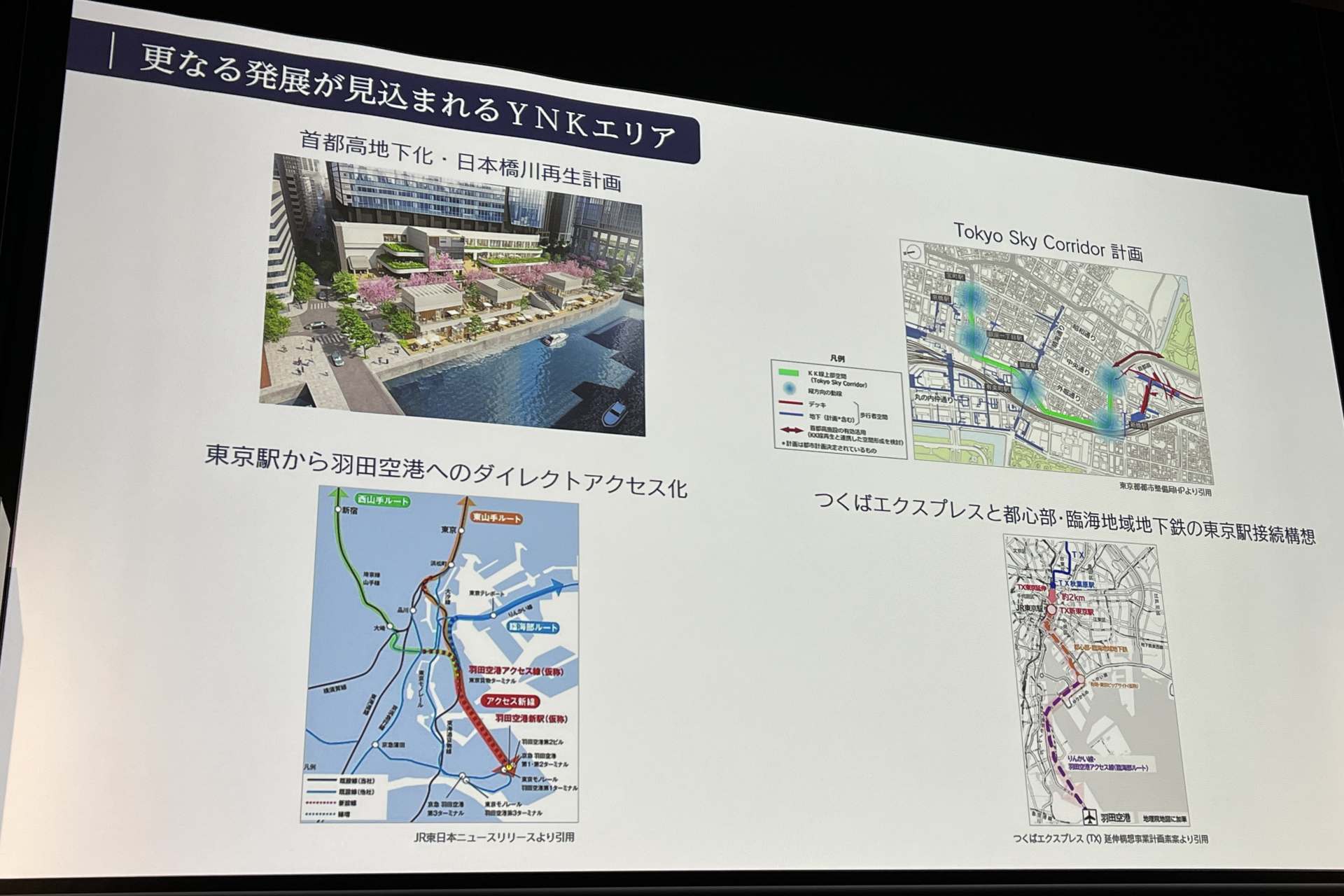 周辺では日本橋川再生計画や東京スカイコリドー計画など、さらなる発展が見込まれる