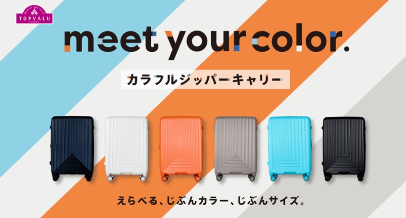 イオン「トップバリュ カラフルジッパーキャリー」