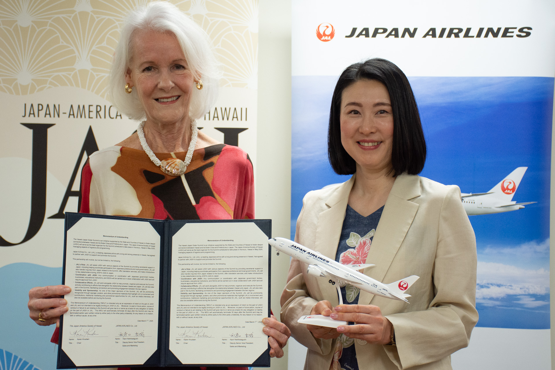 JALとハワイ日米協会が連携協定を締結