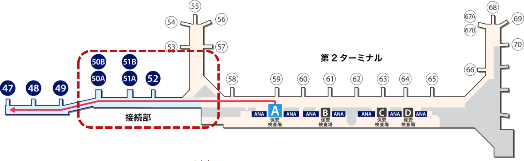 北側サテライトと本館接続部