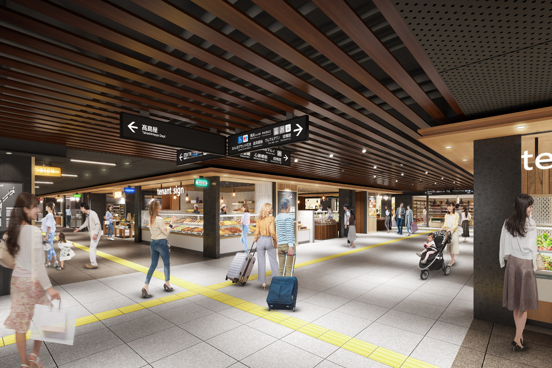 同時期にグランドオープンする地上の「なんば広場」に直結するエリアをリニューアル