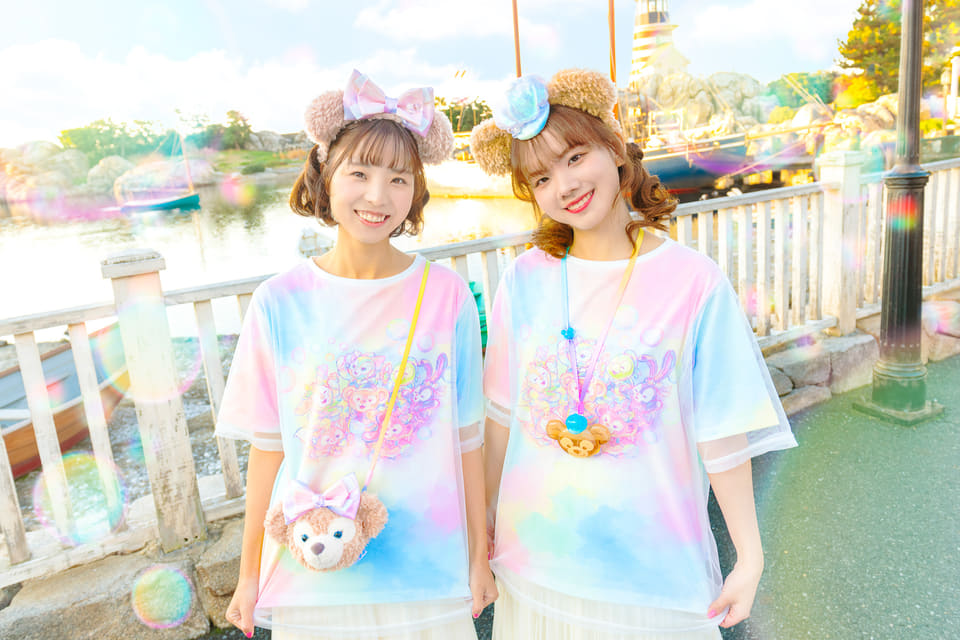 【ルームウェア】 ディズニー カラフルハピネス ダッフィー 長袖 白 シャボン玉デザイン！東京ディズニーシー「ダッフィー＆フレンズ