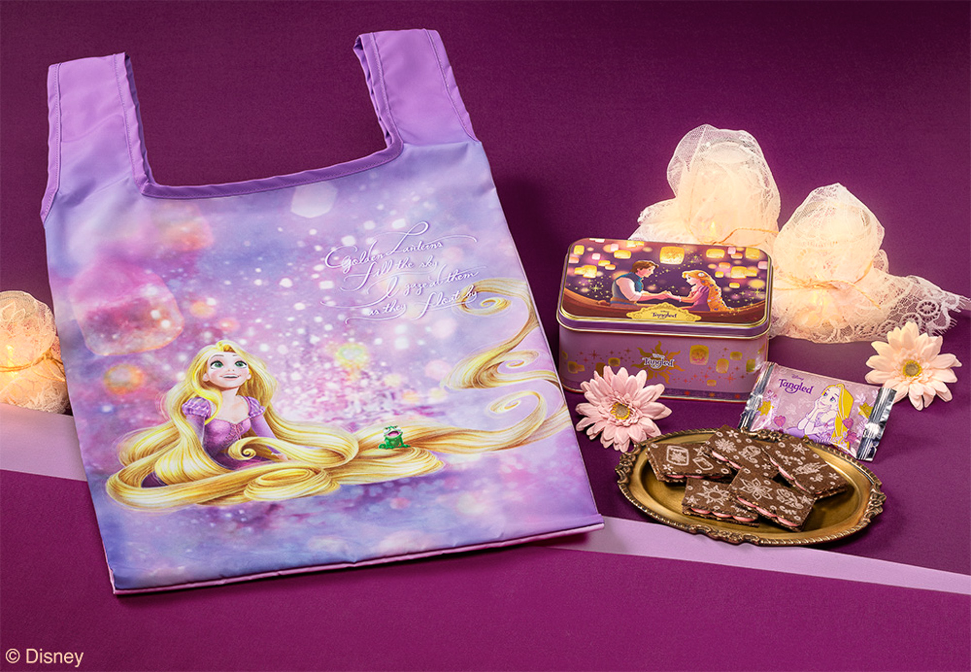 「塔の上のラプンツェル/ベリーショコラサンド スペシャル缶 エコバッグセット」（14枚入り3240円）