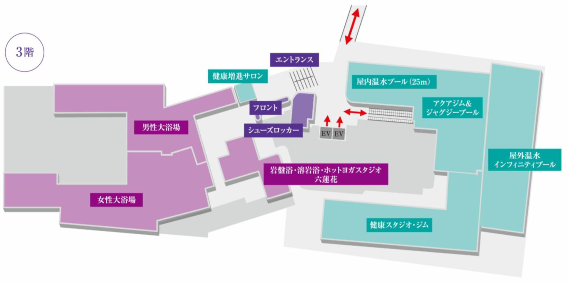 うめきた温泉 蓮の館内マップ