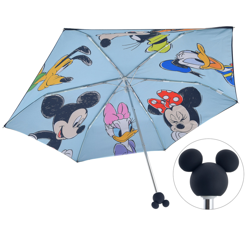☆日本未発売☆ディズニーランドパリ　イッツアスモールワールドデザイン折りたたみ傘 ディズニーストア、ミッキーの仲間たちがデザインされた折りたたみ傘や