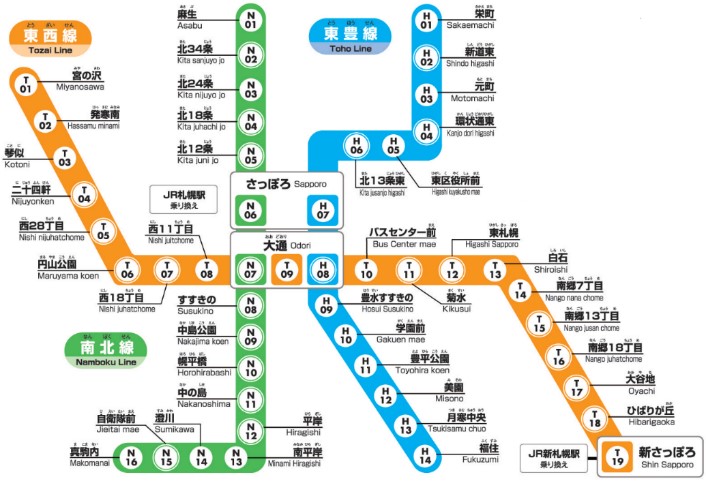 札幌市営地下鉄 南北線・東西線・東豊線の全49駅が対象
