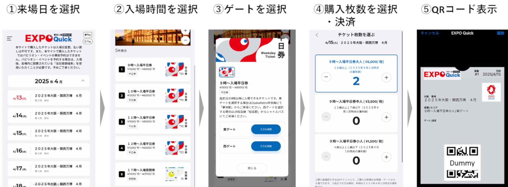 簡単入場チケットの購入手順
