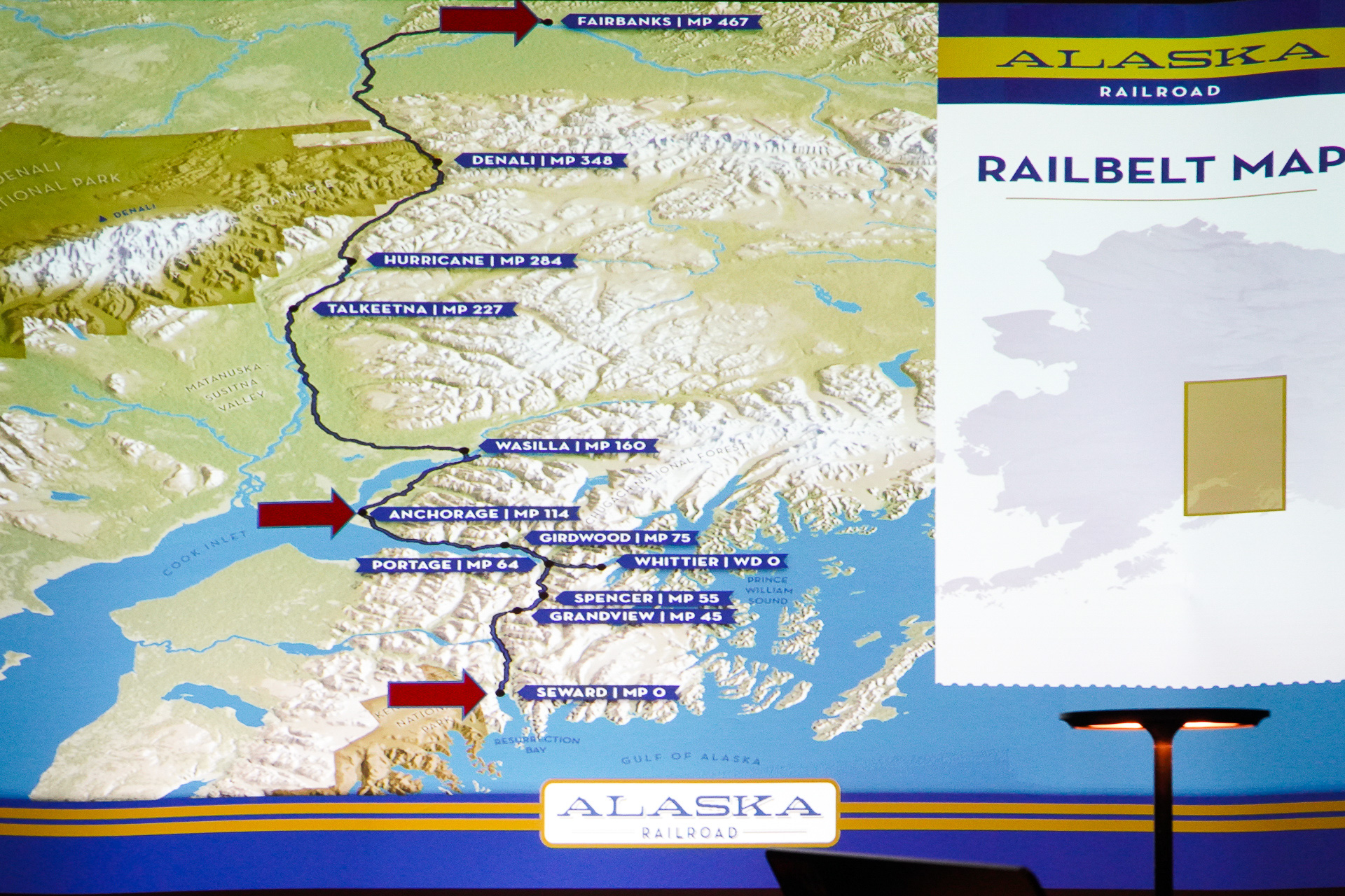 アラスカ鉄道のマップ