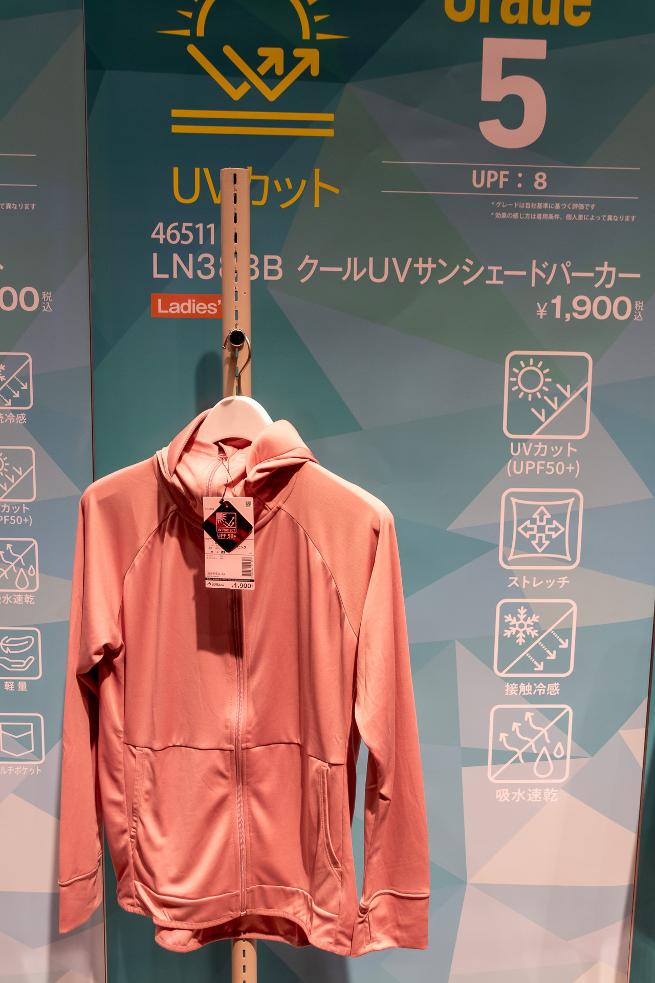 UVカットグレード5として紹介していた「LクールUVサンシェードパーカー」