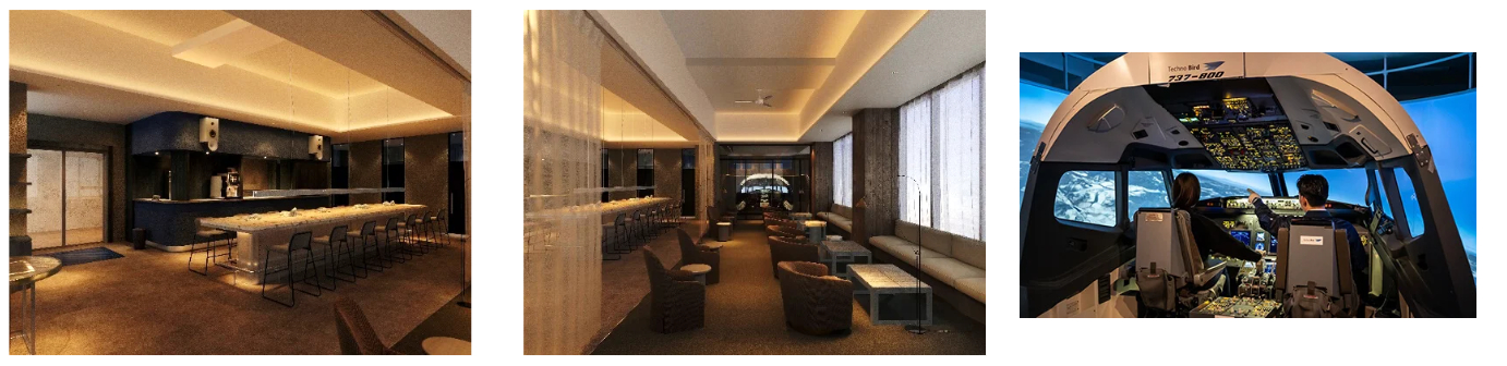 シミュレーターが目玉の「28LEFT TRAVELER’S LOUNGE」（シミュレーターは別施設の画像）