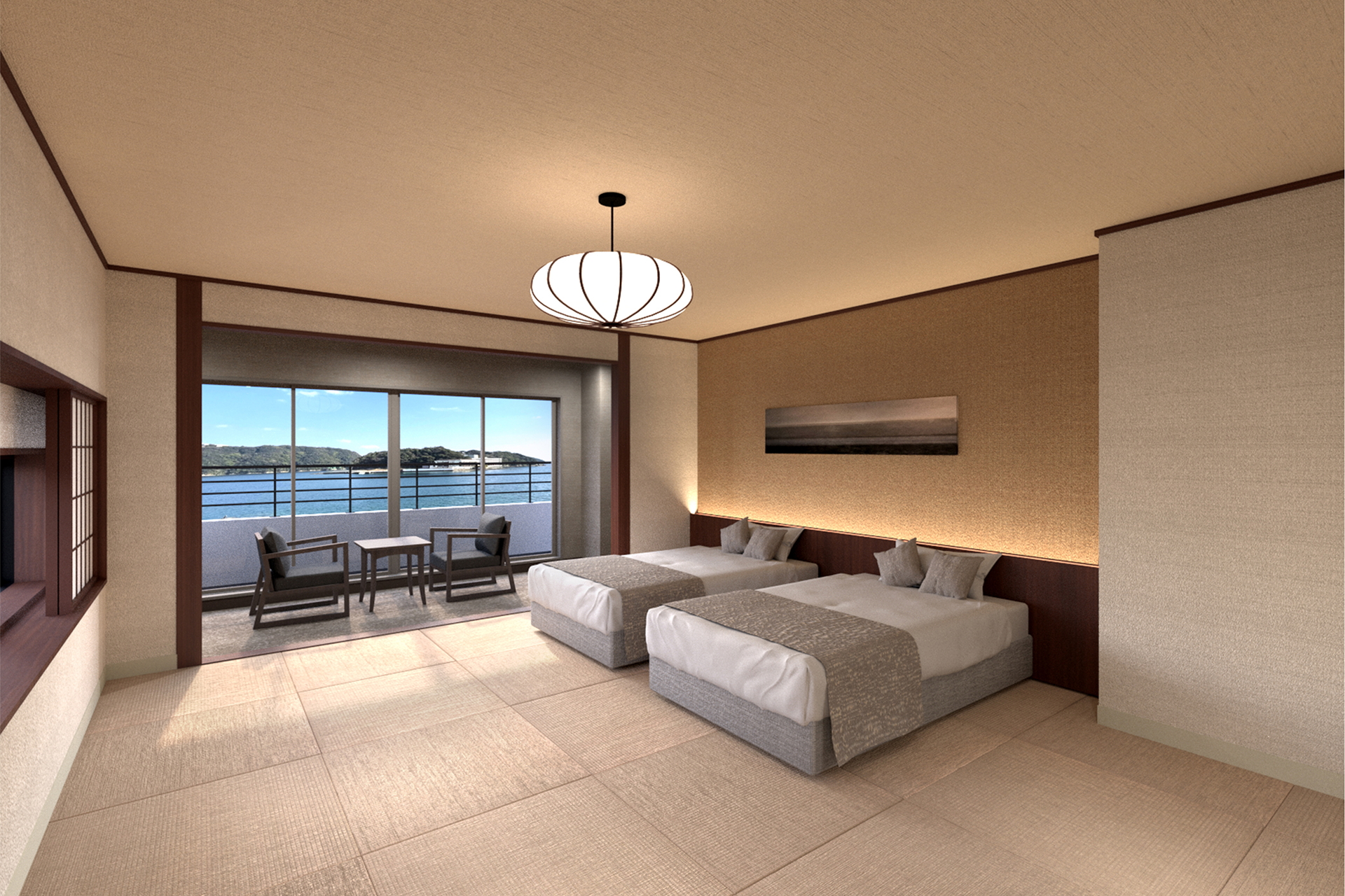 ほぼすべての客室がオーシャンビューとなっている