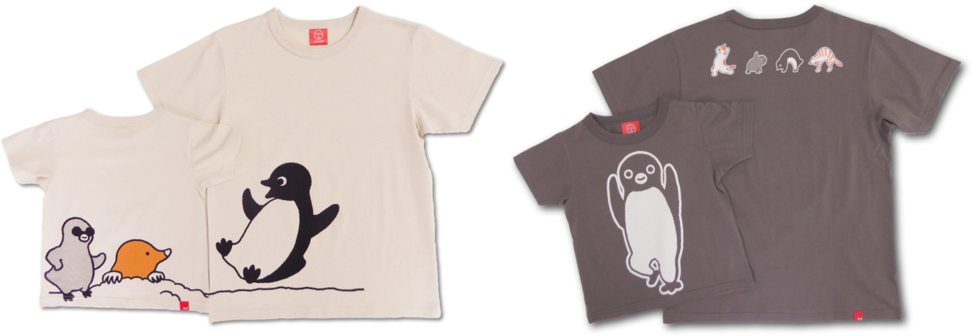 Suicaのペンギン×OJICO、新作Tシャツは“親子でつながるデザイン”をテーマにした「モグラ」「体操」の2種類