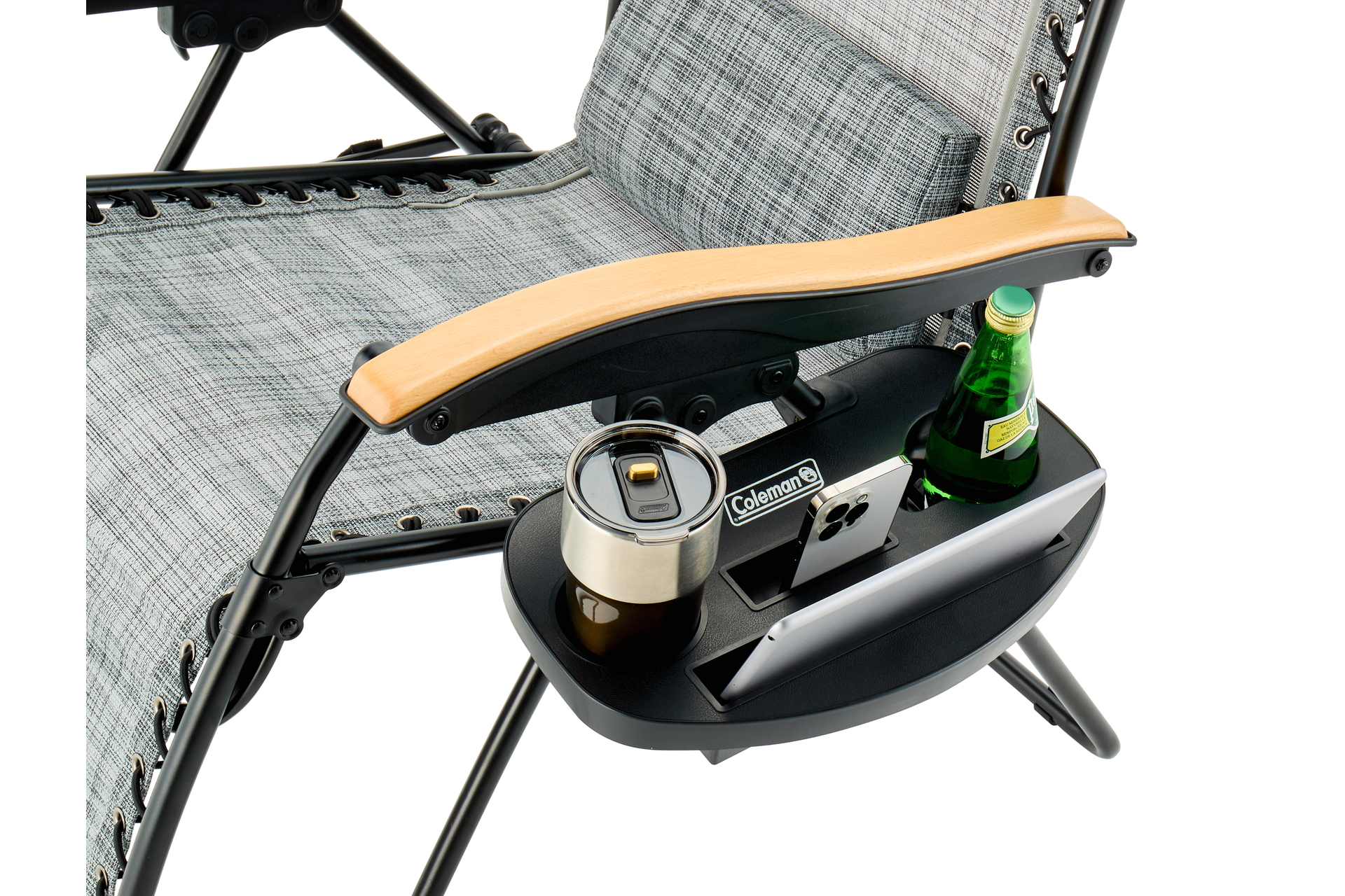 手元にスマホやドリンクを置ける「カップホルダーフォーIC」