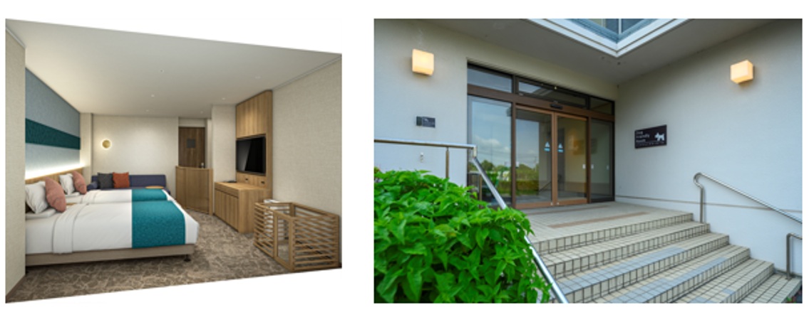 「ドッグフレンドリールーム」には愛犬専用の出入口がある