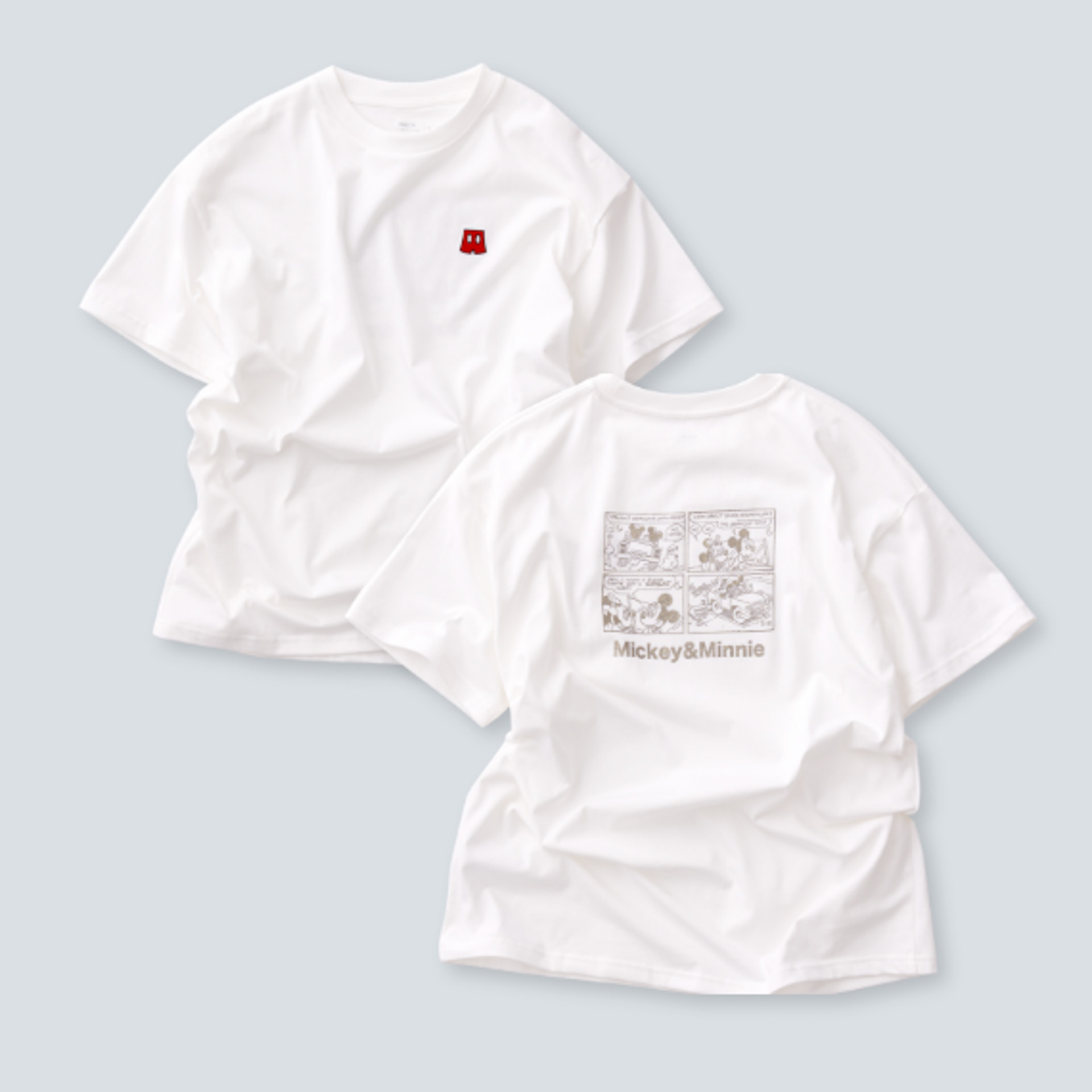 レディース「UVコットングラフィックTシャツミッキーコミック」