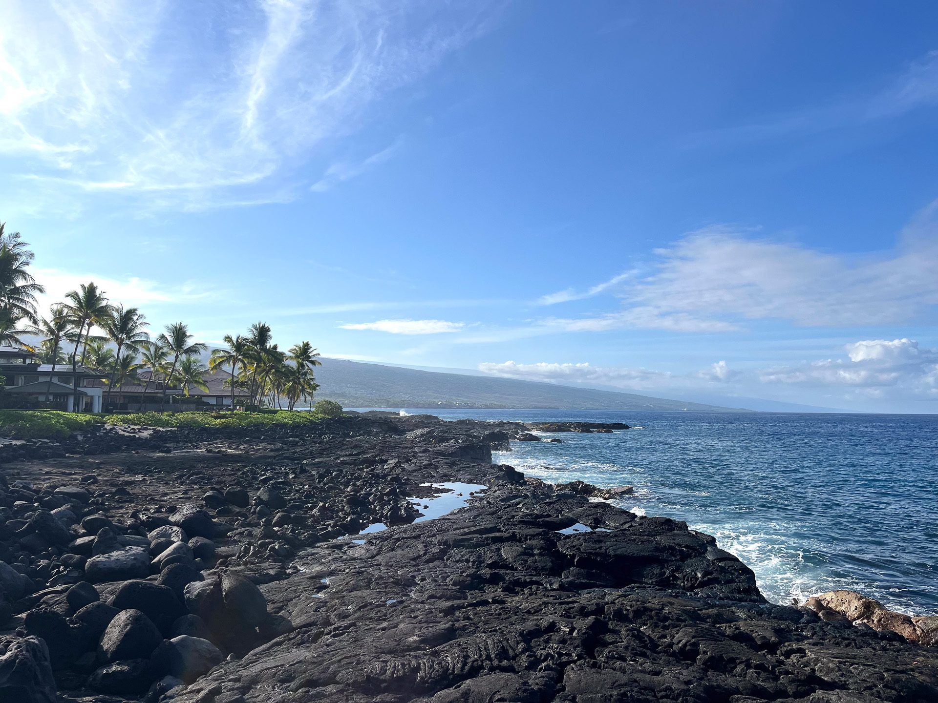 溶岩台地と海のコントラストもハワイ島を象徴する風景