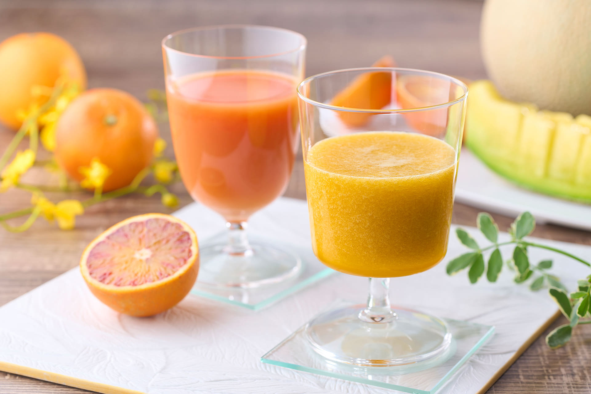 素材の味がギュッとつまった自家製赤肉メロンスムージーは朝の目覚めの一杯に