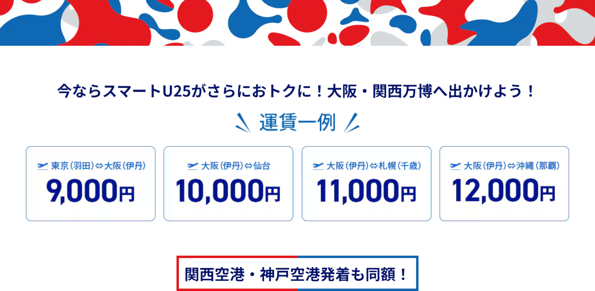 主な対象路線とセール運賃（片道）