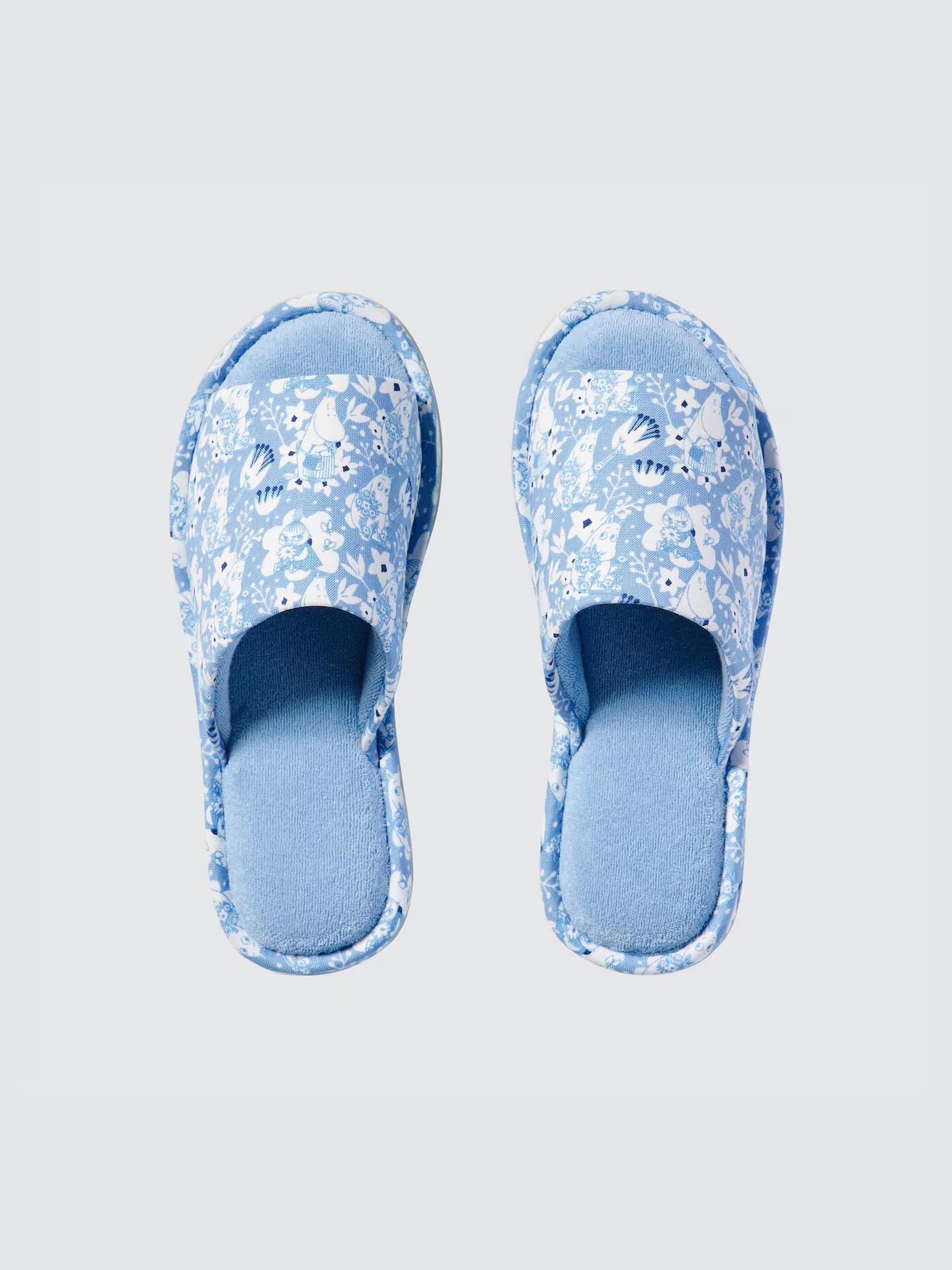 「ムーミンオープントゥルームシューズ」ピンク/ライトブルー