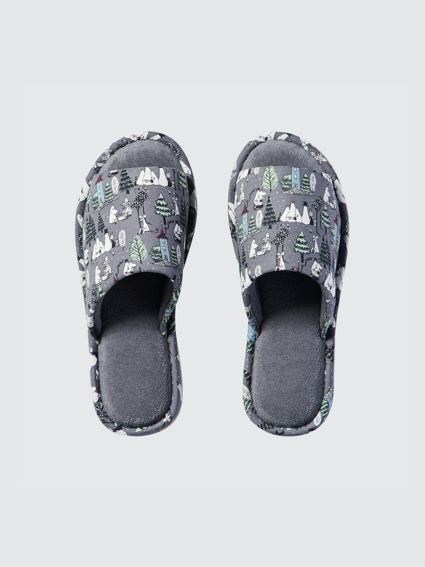 「ムーミンオープントゥルームシューズ」ダークグレー