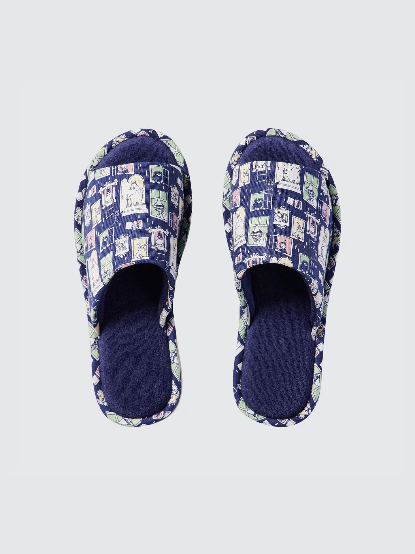 「ムーミンオープントゥルームシューズ」ブルー