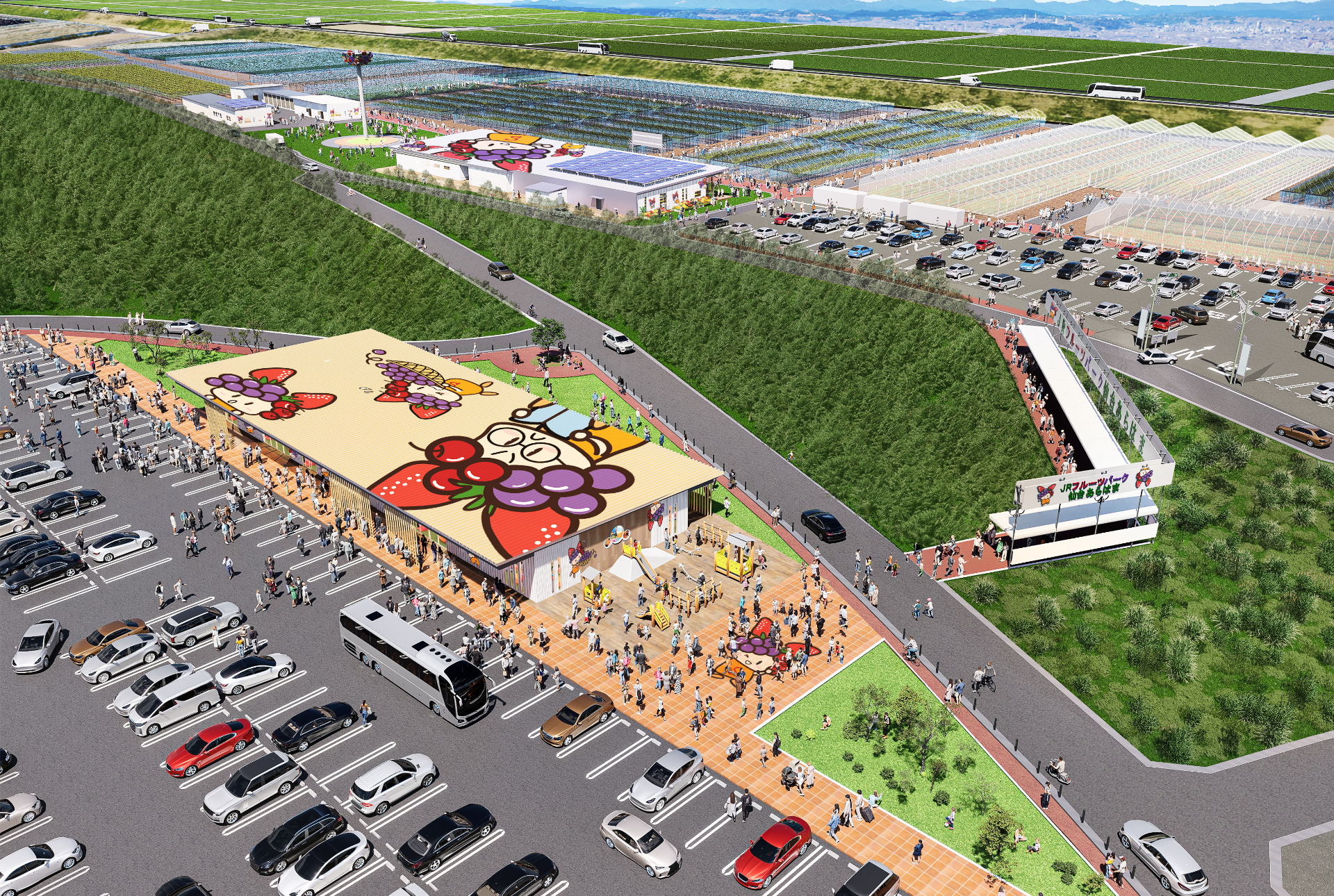 敷地は約2倍の約21ヘクタールへ拡張。栽培品目を増やすとともに、マルシェ拡充、子供が遊べる全天候型の遊び場も整備する