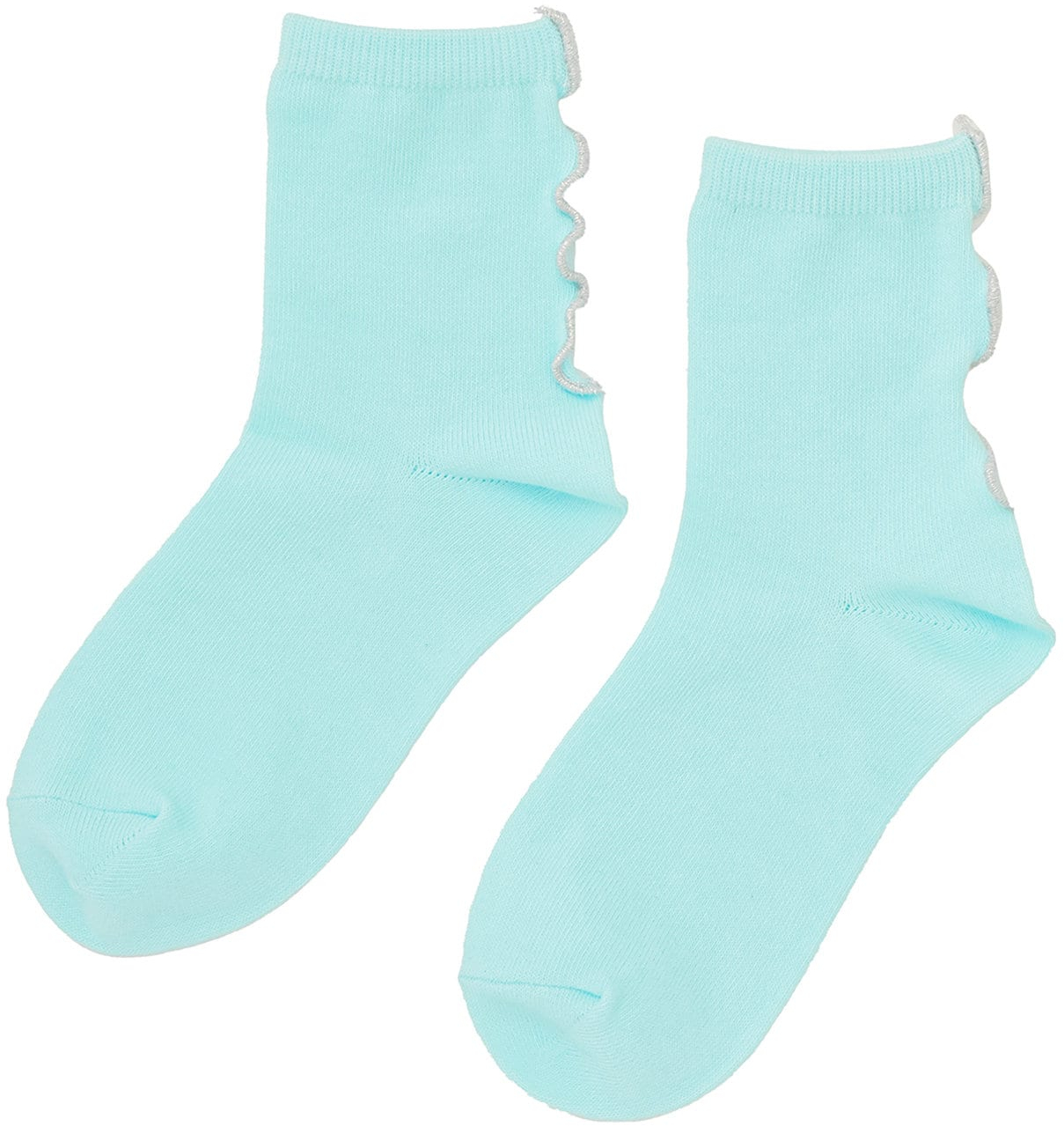 「撥水加工バックラメメロウソックス」ライトブルー