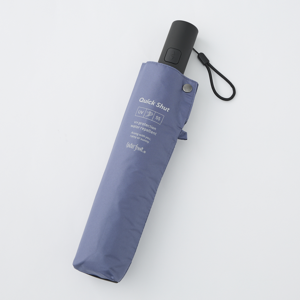 イオン先行販売「Waterfront クイックにたためる自動開閉傘」（雨傘・親骨の長さ55cm）、3カラー、各5940円