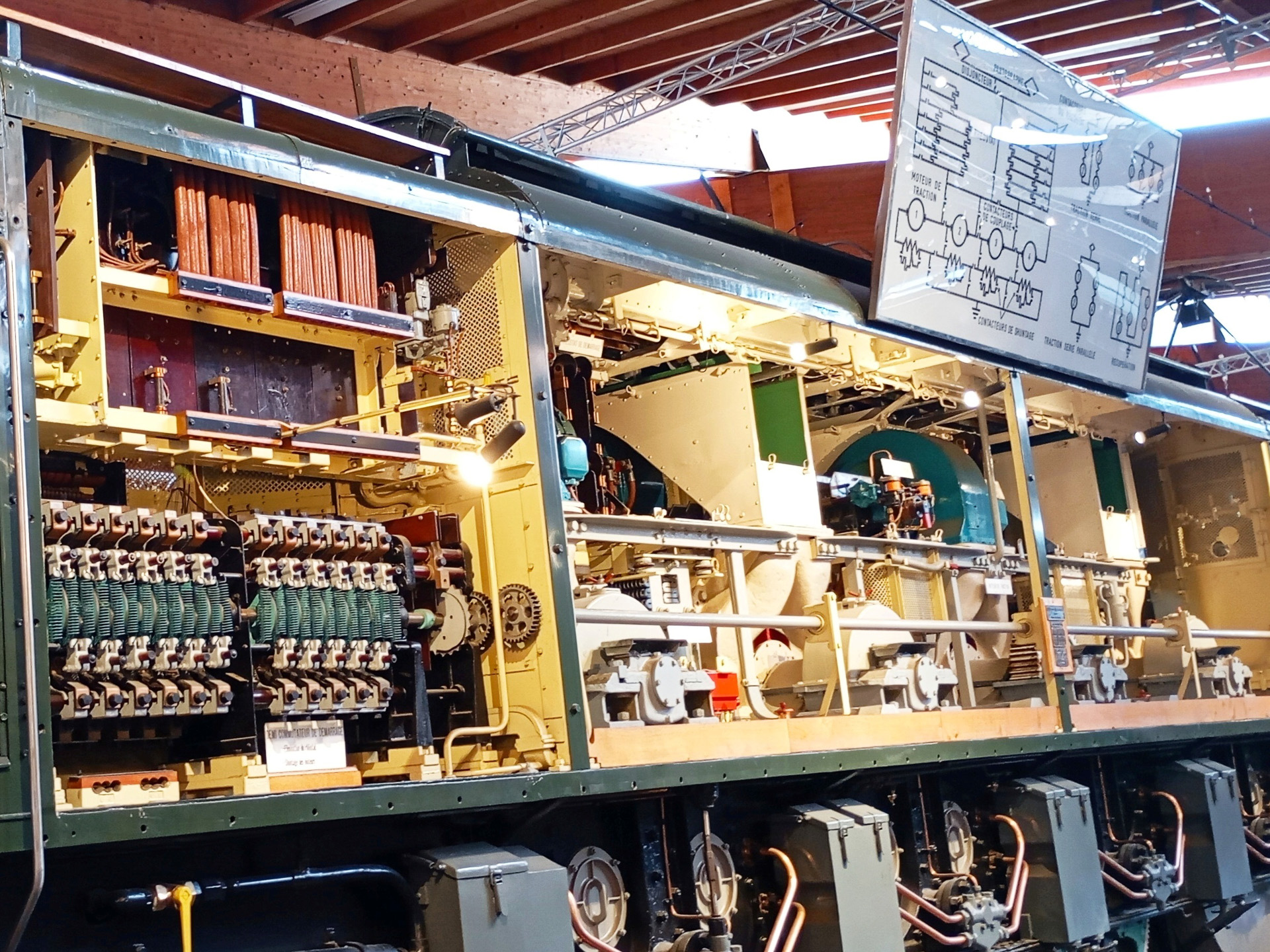 電気機関車の構造や、車両を下から見られるコーナーも