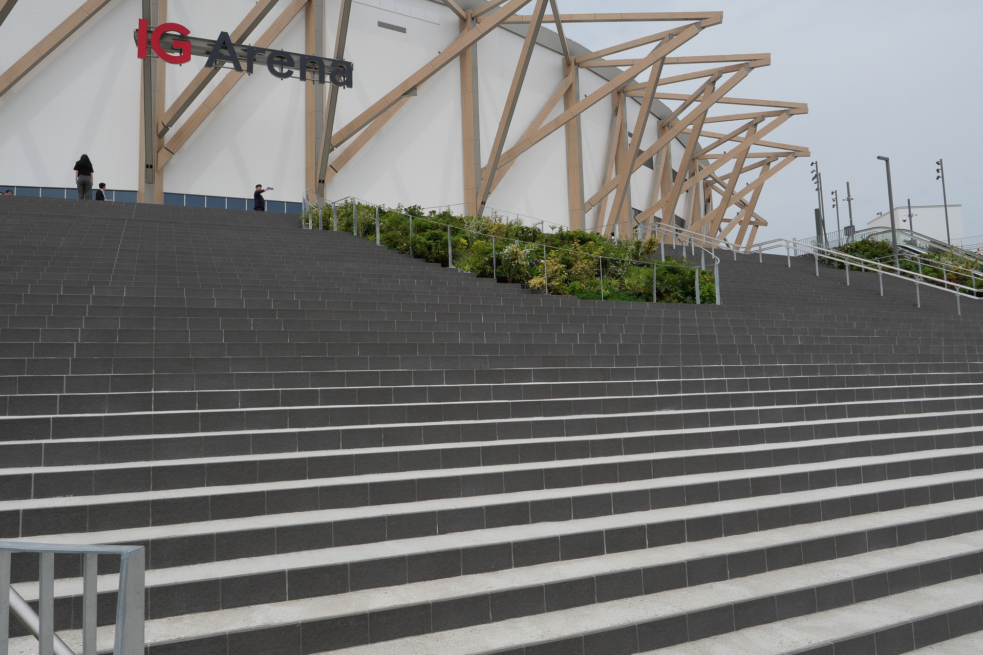 下から大階段を見上げた様子