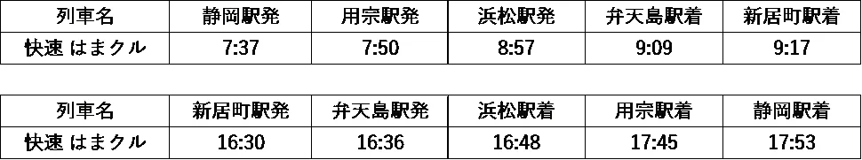 快速はまクル時刻表