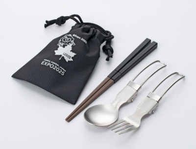 カトラリーセット。フォーク・スプーン・お箸の3点入りで、折りたたみ式