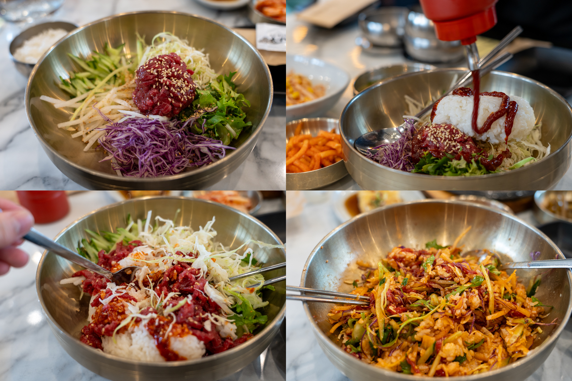 生牛肉バンザ～イ！レストラン「ポムントゥル」のユッケビビンバは1万4000ウォン（約1400円）