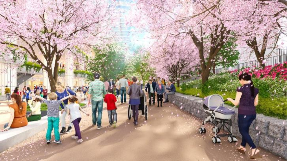 桜・石垣を活用した歩行者空間