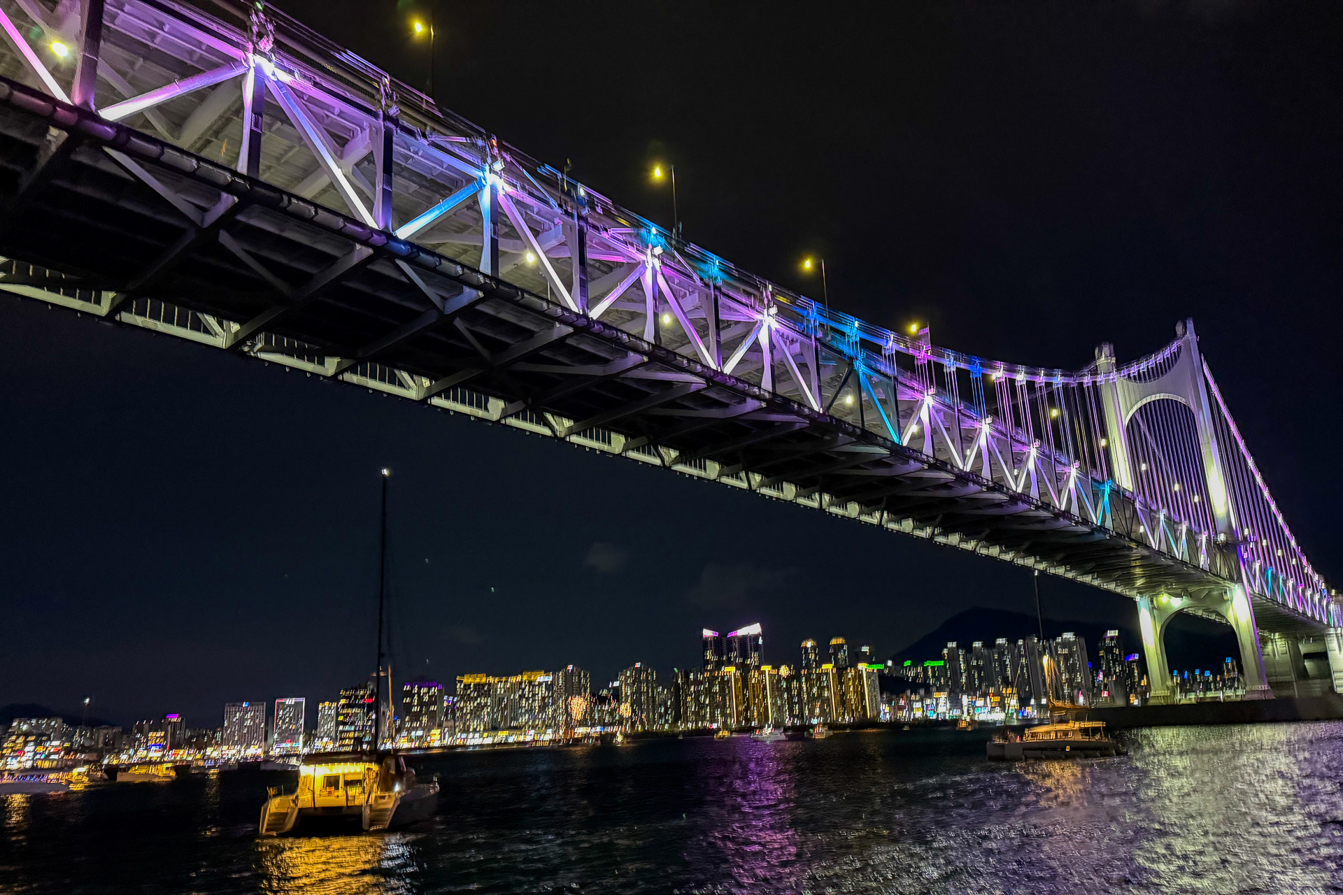 ヨットで広安大橋をくぐる