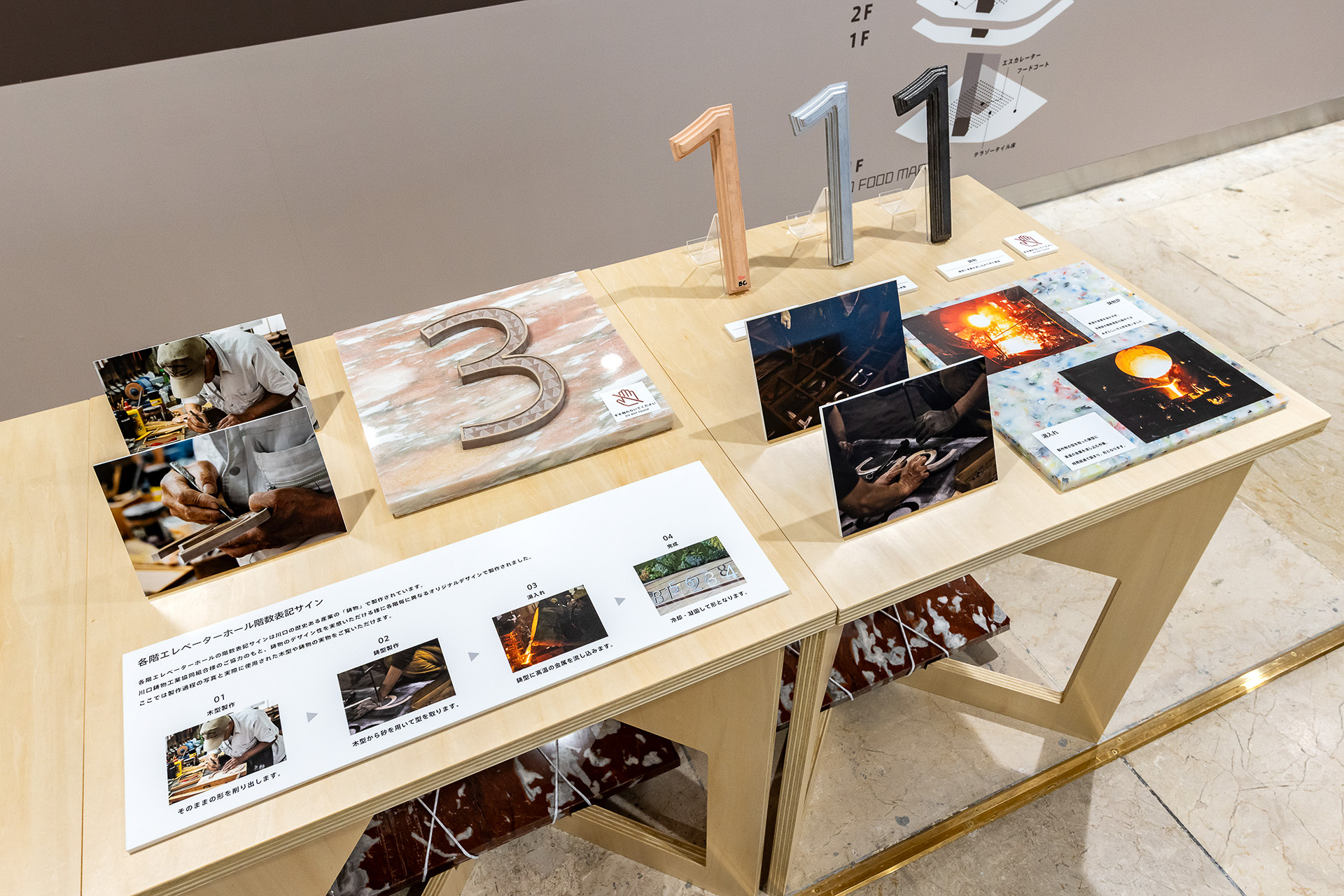 エレベーターホールにあるフロアサインの解説