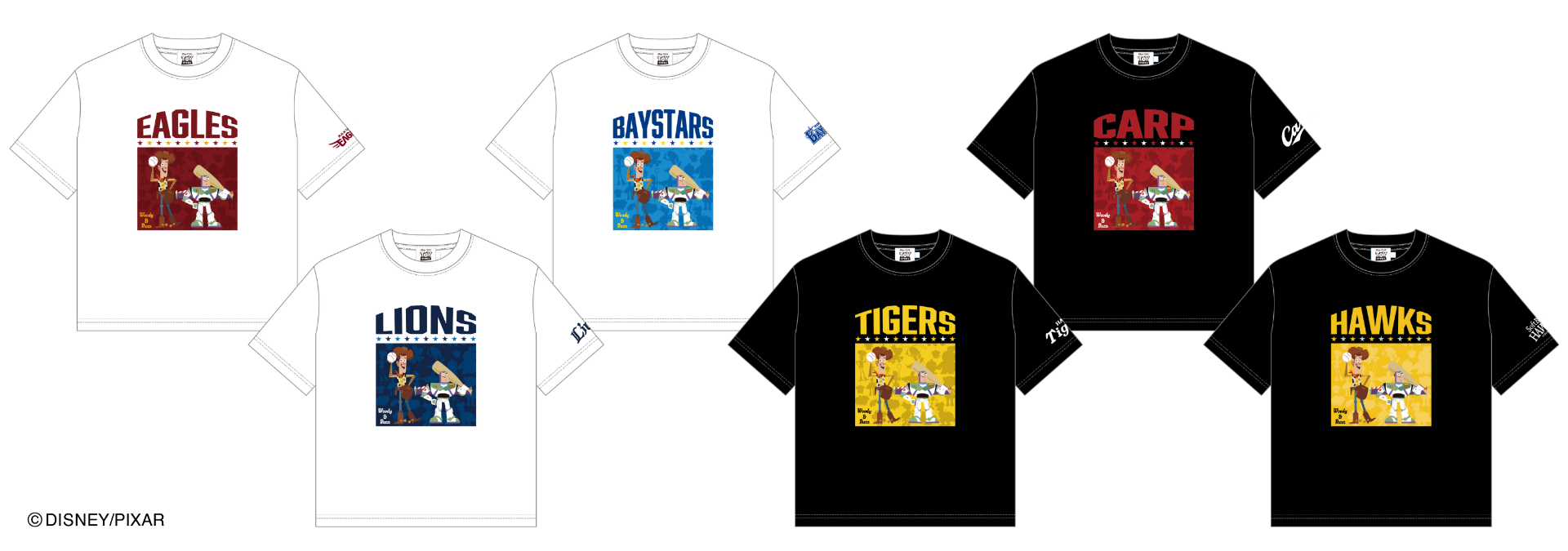 ウッディ＆バズ/Tシャツ（大人5280円、キッズ4840円）、サイズはM/L/XL、130cm