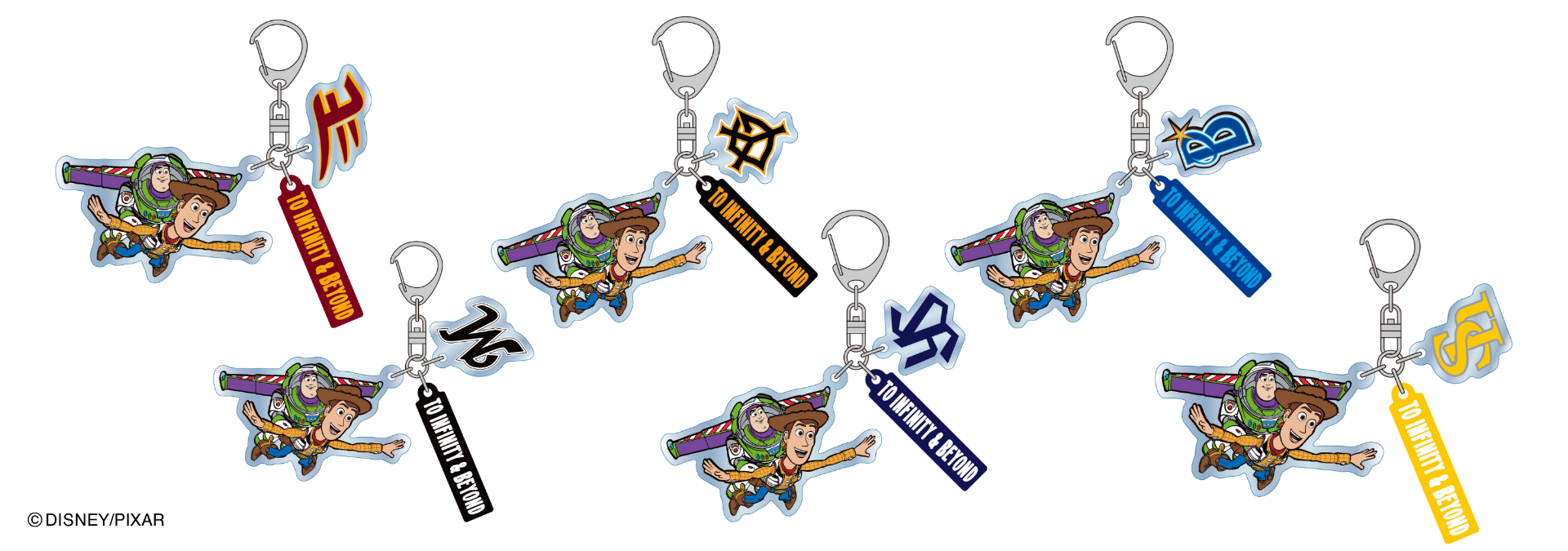 30th キーホルダー/ウッディ＆バズ（1320円）、サイズは72×5×3mm