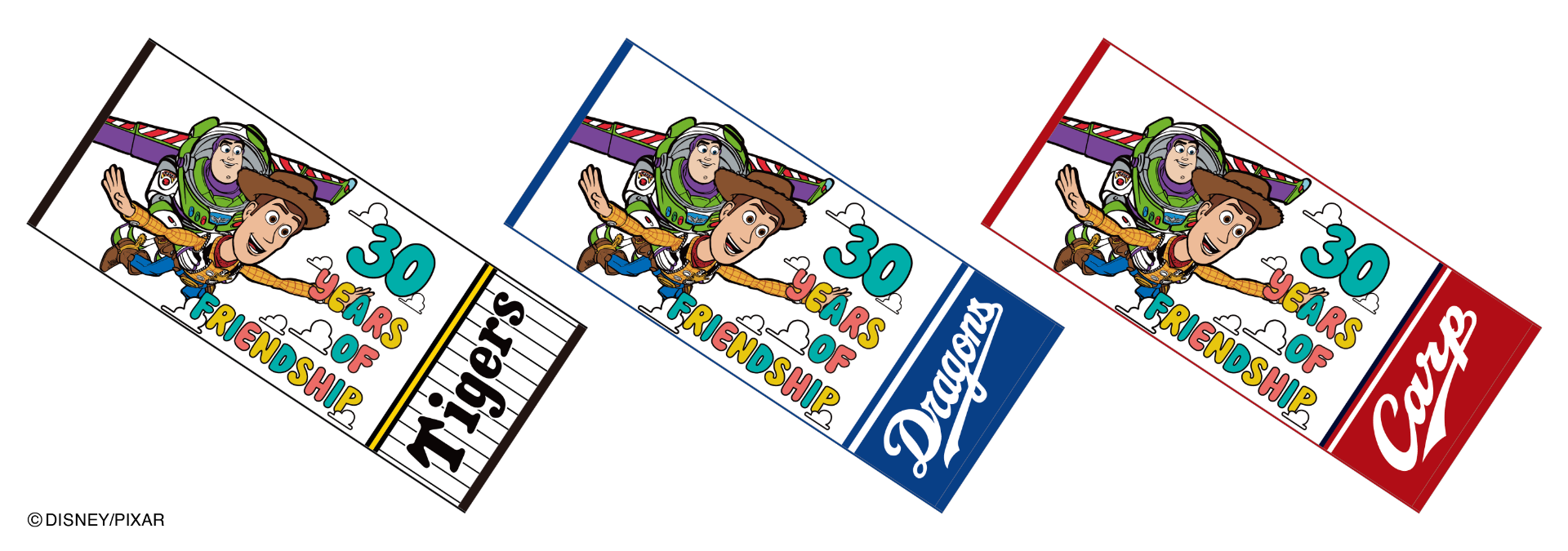 30th フェイスタオル/ウッディ＆バズ（3080円）、サイズは80×34cm