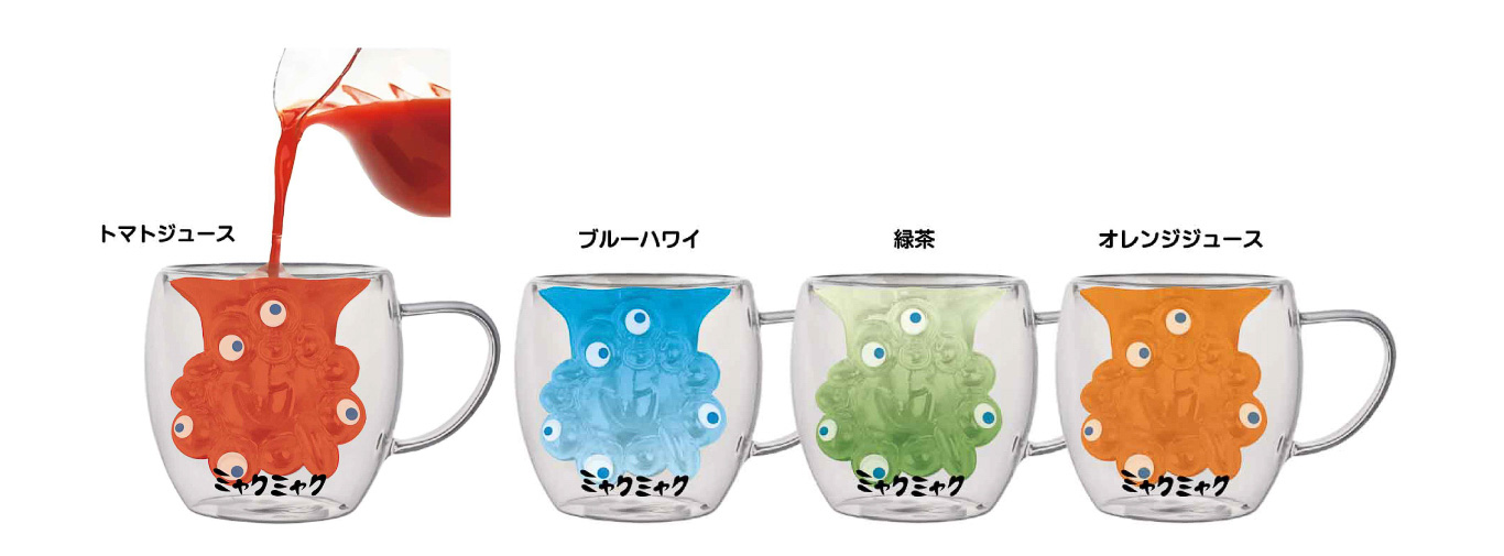 飲み物によってミャクミャクのカラバリを作れる