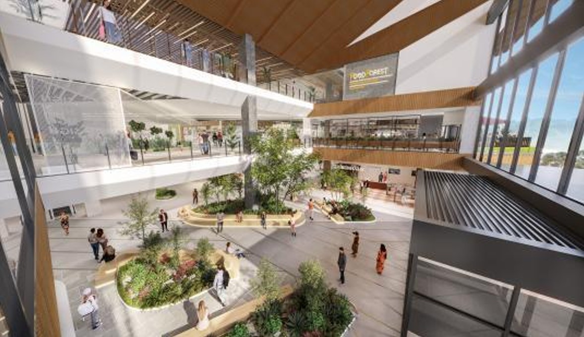 明るい配色の内装