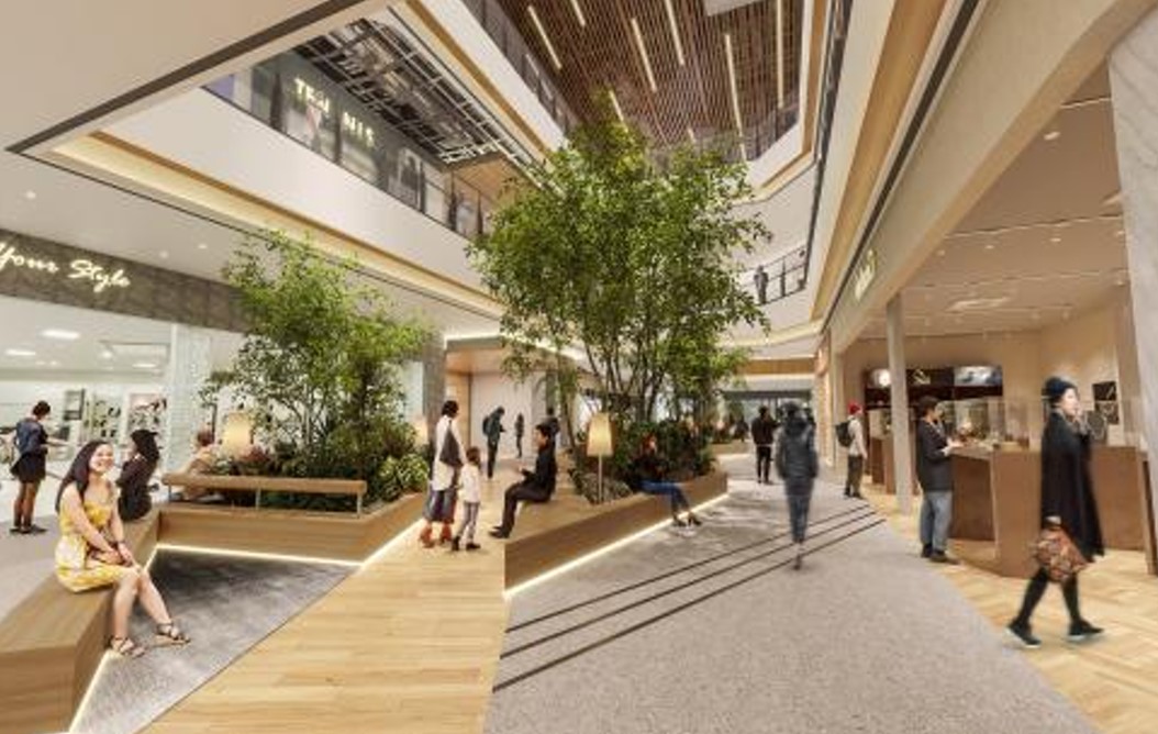 明るい配色の内装