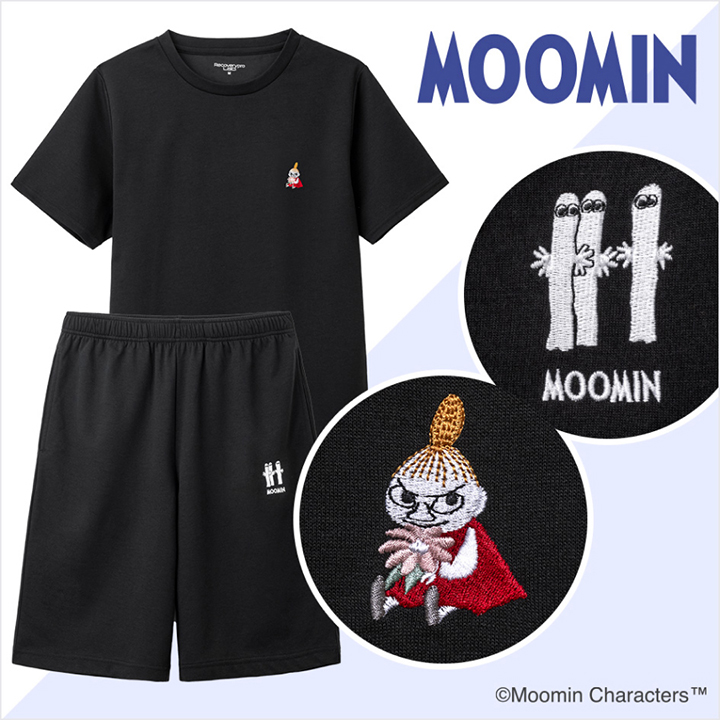 宝島社の疲労回復ウェアに「ムーミン」バージョンが登場。リトルミイとニョロニョロの刺繍入り
