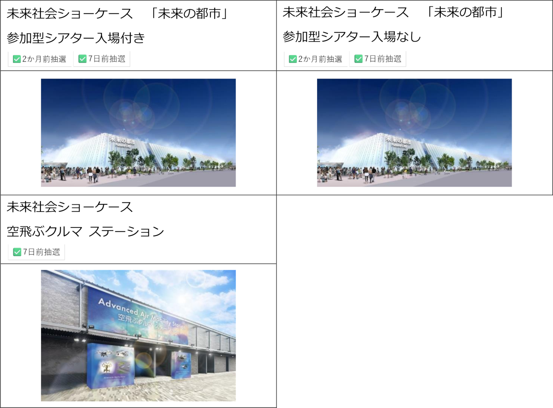 国内パビリオン 対象リスト