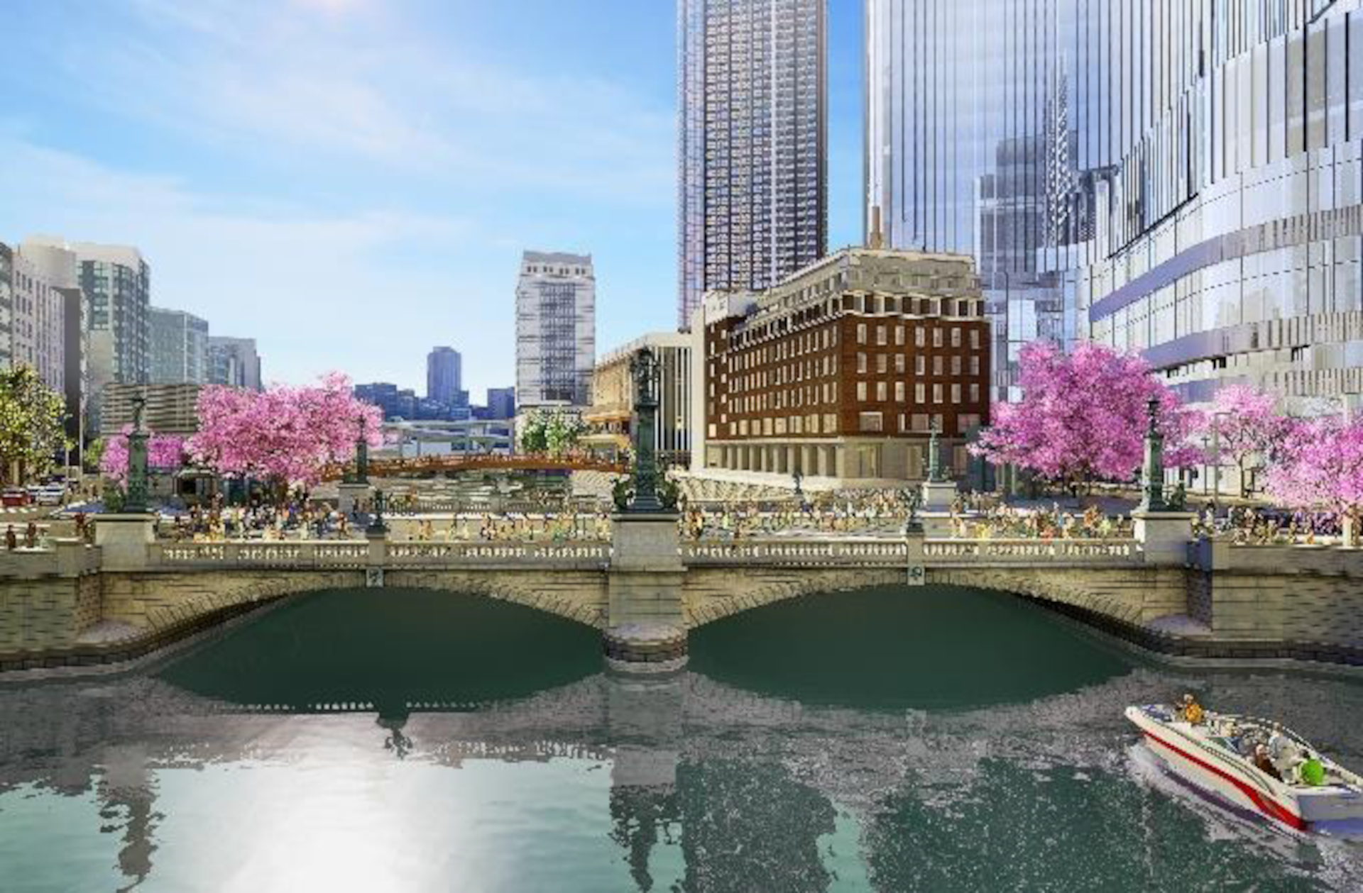 2040年ごろには高架橋が撤去される予定。空と川に開かれた街並みが広がる