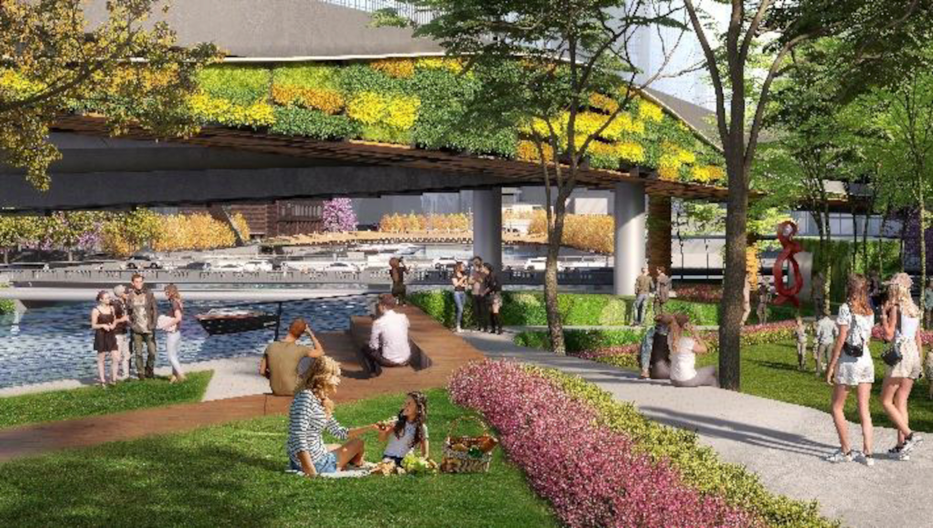 緑地広場も整備され、自然を感じる豊かな水辺が生まれる