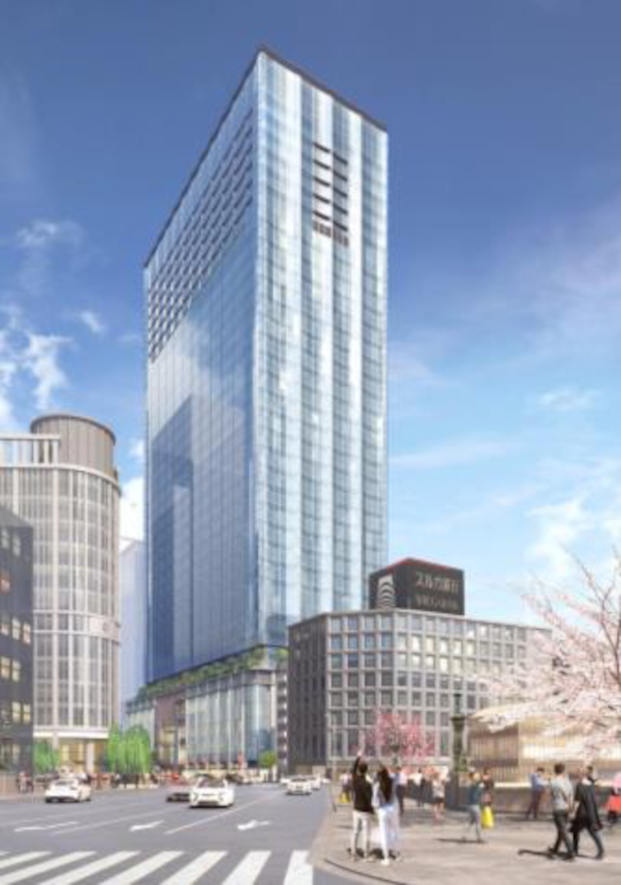 「日本橋室町一丁目地区」では、高層棟にオフィスやレジデンス、商業施設などを配置。街区の軸となる“むろまち小路”を歩行空間として再整備するとともに、地下歩道に面する商業店舗も整備。川沿い街区には低層商業施設とプロムナードを整備