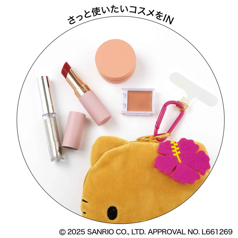 sweet 8月号、日焼けキティのぬいぐるみポーチ＆ステッカー付録