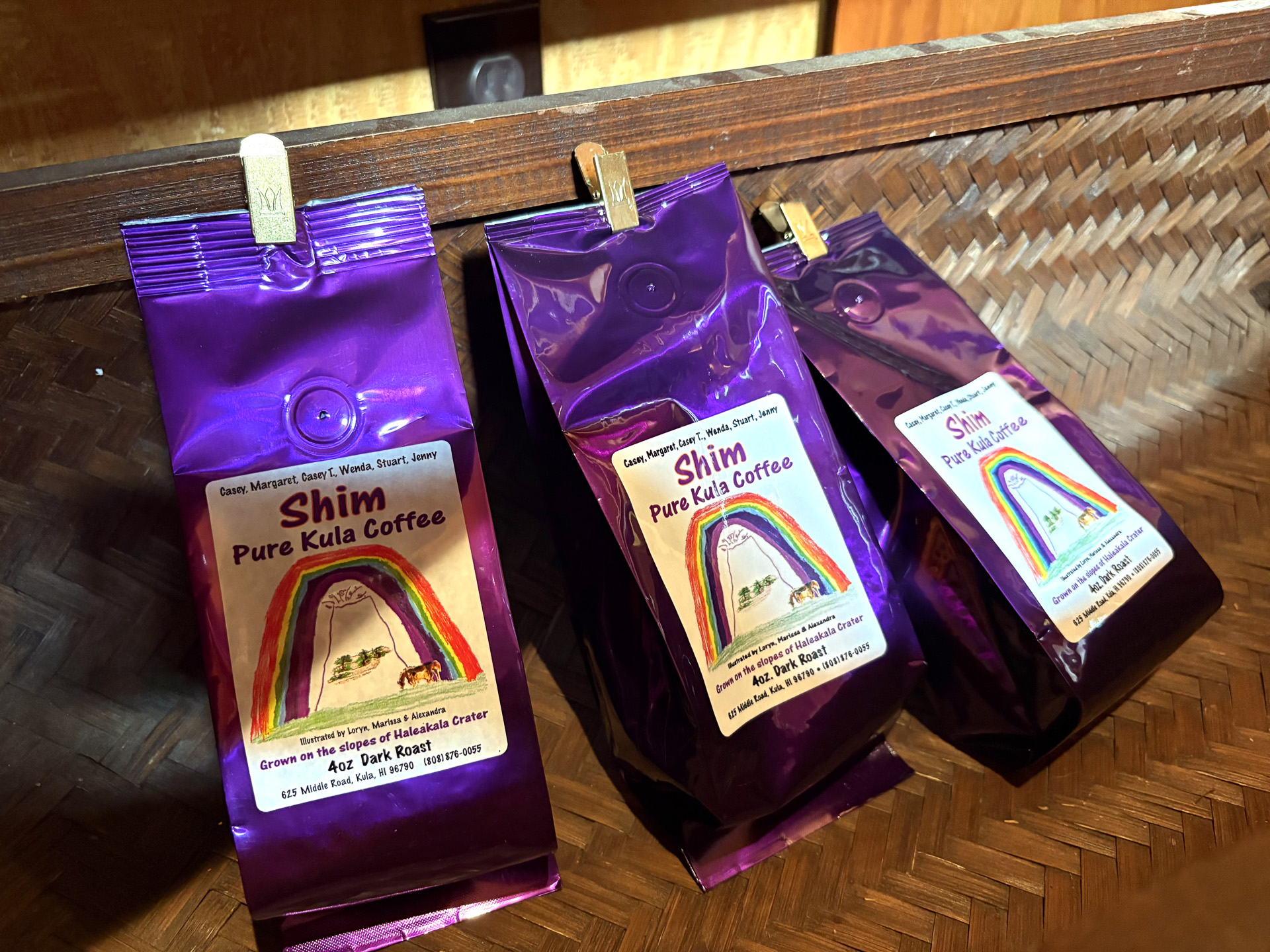 100％マウイ島クラ産コーヒーは山内さんのイチ押し（1袋20ドル）